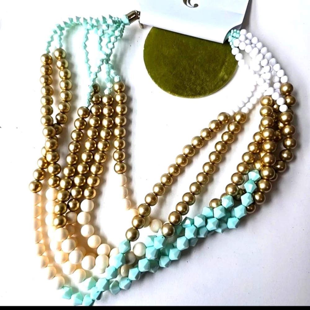 Charming Charlie Acrylic Beads Multi Strands Necklace 24"L NWT